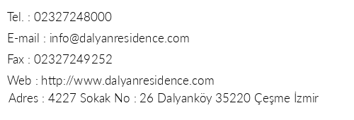 Dalyan Residence Suites telefon numaralar, faks, e-mail, posta adresi ve iletiim bilgileri